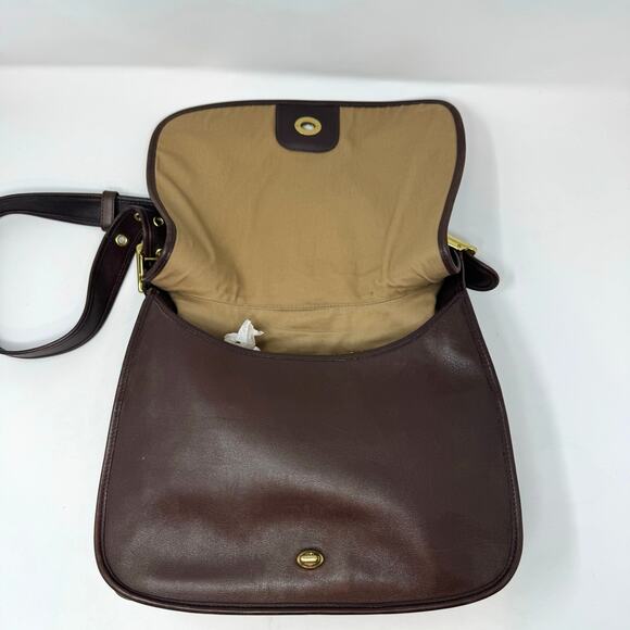 Vintage Coach Legacy Leather Crescent Flap Bag Purse Dark Brown 9718 Saddlebag - Picture 11 of 14